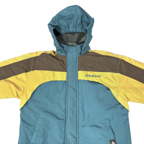 Dickies Teal Colorblock Insulated Full Zip Winter Parka Jacket Size Small - Picture 6 of 16
